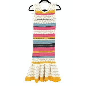 Odd Molly Dress Women's Size 0 US XS Multicolor Crochet Sleeveless Flounce Hem